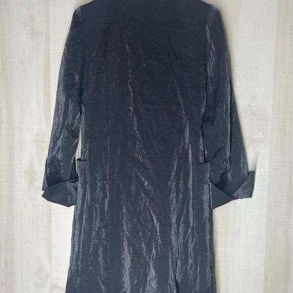 TULLE black double breasted long sleeve shimmering coat yellow lining, medium - Picture 15 of 15